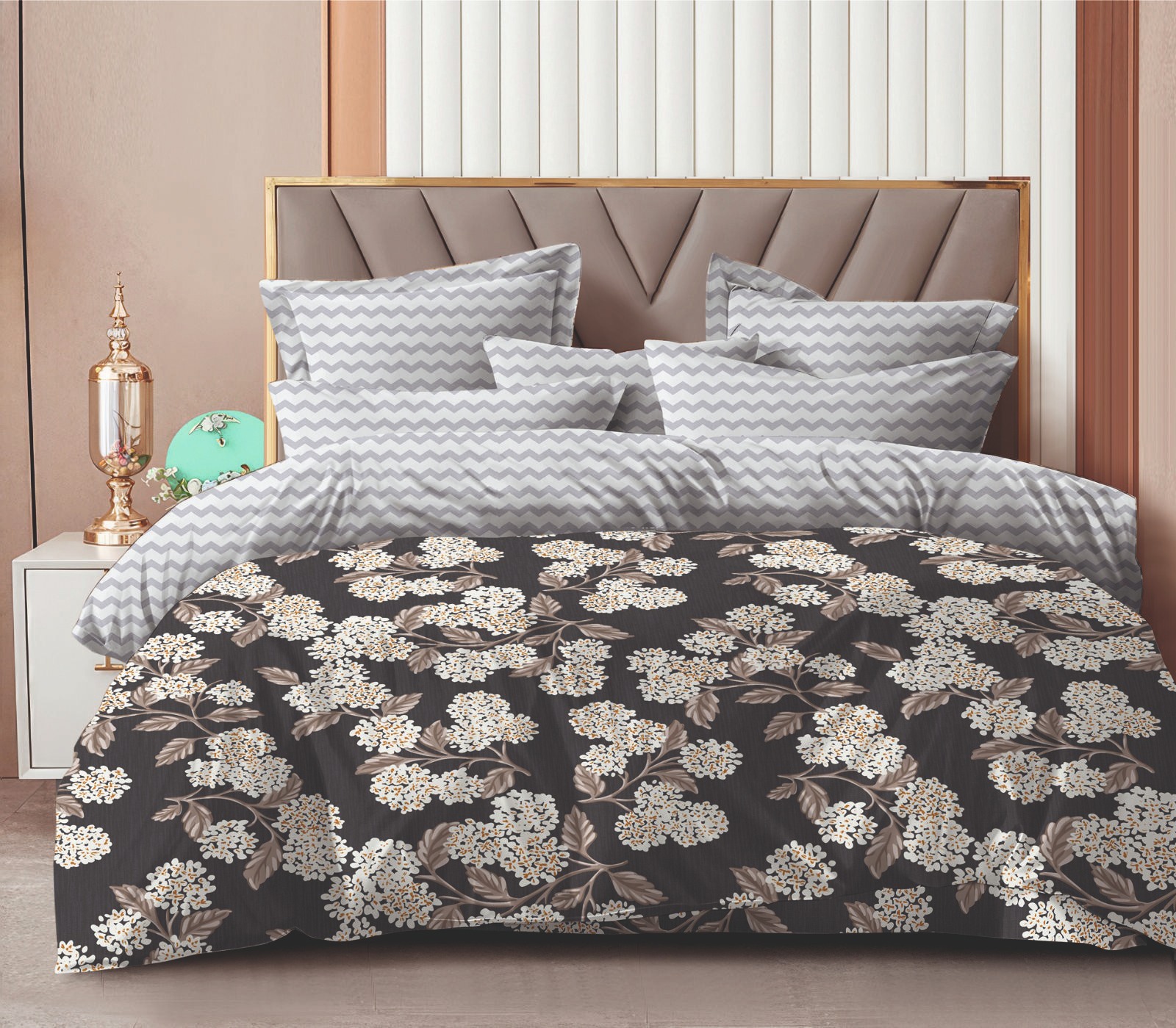 Country Home Harmony Double Bedsheet with 2 Pillow covers |2.44 x 2.20 Meters