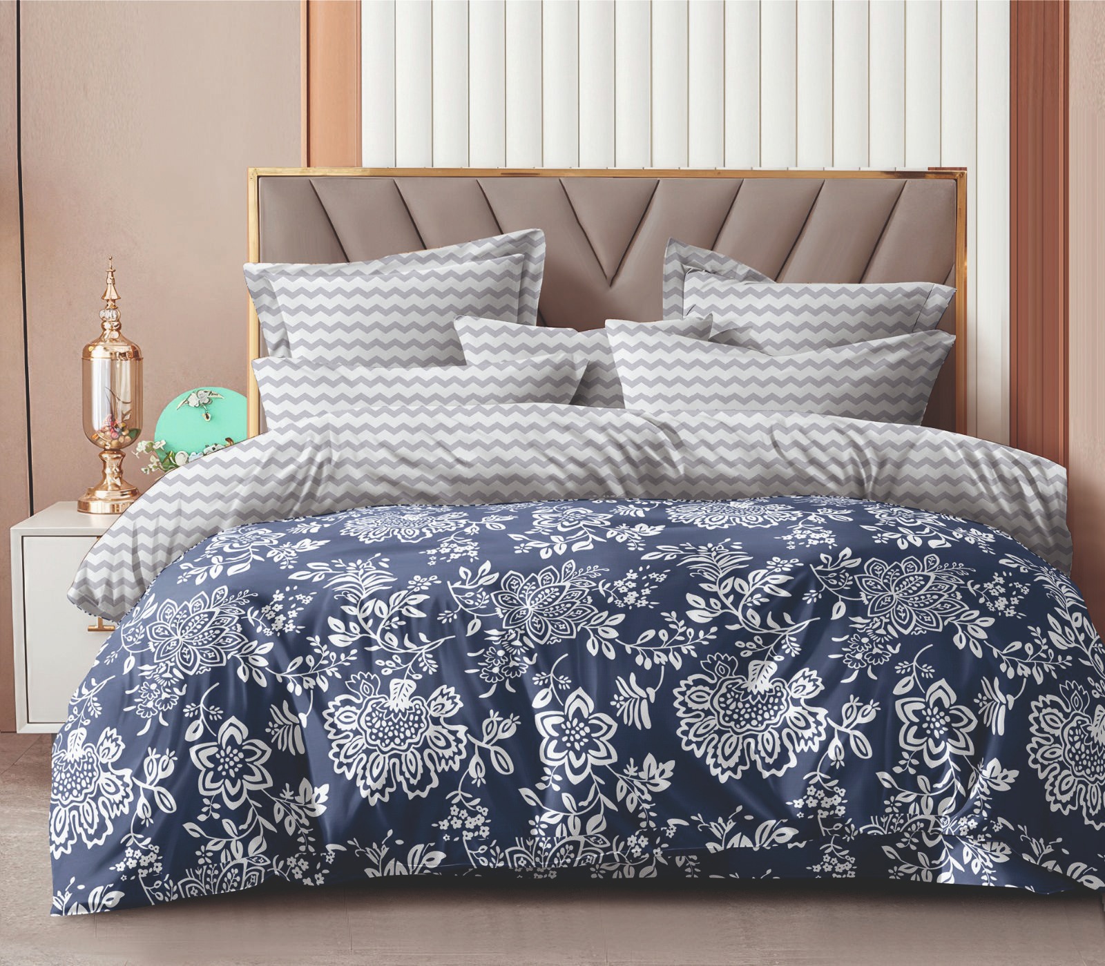 Country Home Harmony Double Bedsheet with 2 Pillow covers |2.44 x 2.20 Meters|003