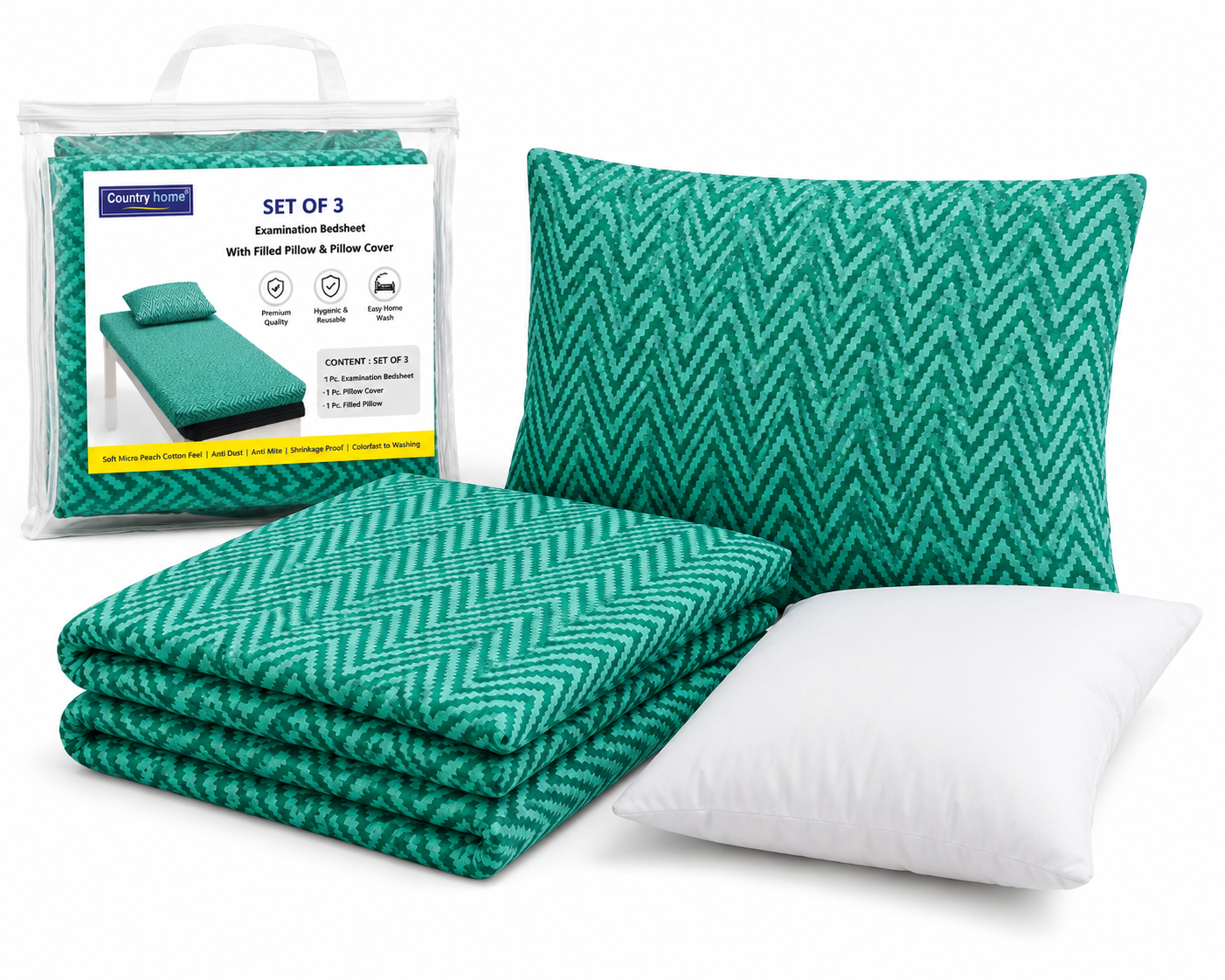 Country Home®Set of 3 (Examination sheet +Pillow+Pillowcover